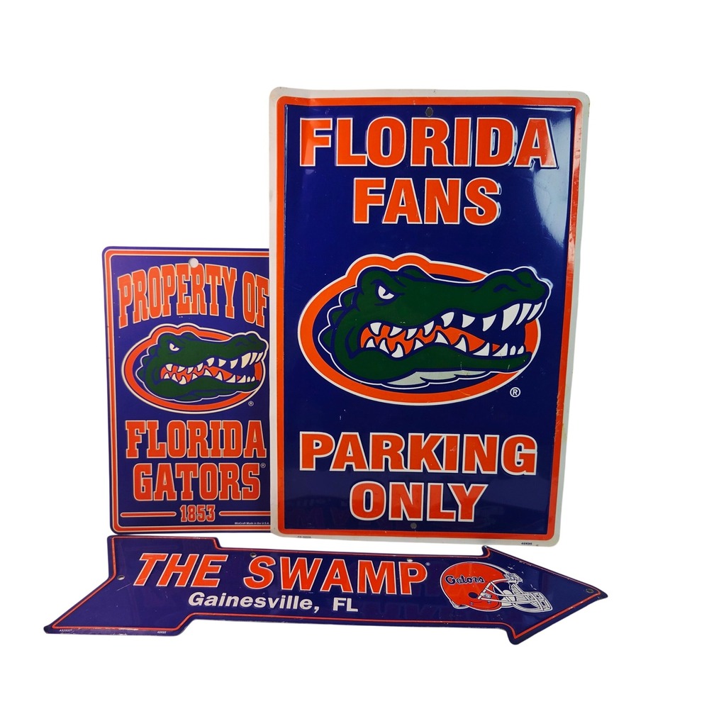 Florida Gators Sign Lot 3pc The Swamp Fans Parking Only NCAA Fan Decor